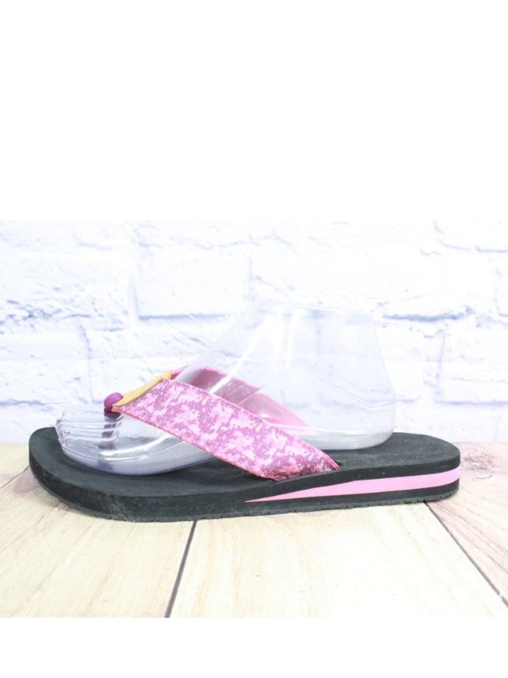 LL Bean Maine Isle Flip Flop Sandals Woven Print Pink Thong Beach Casual 10 M